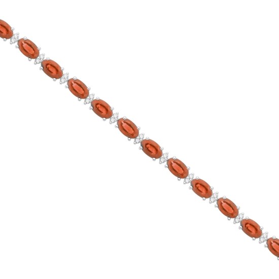 Garnet and Diamond Bracelet 14Kt White Gold 7.98 ct.t.w