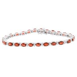 Garnet and Diamond Bracelet 14Kt White Gold 7.98 ct.t.w