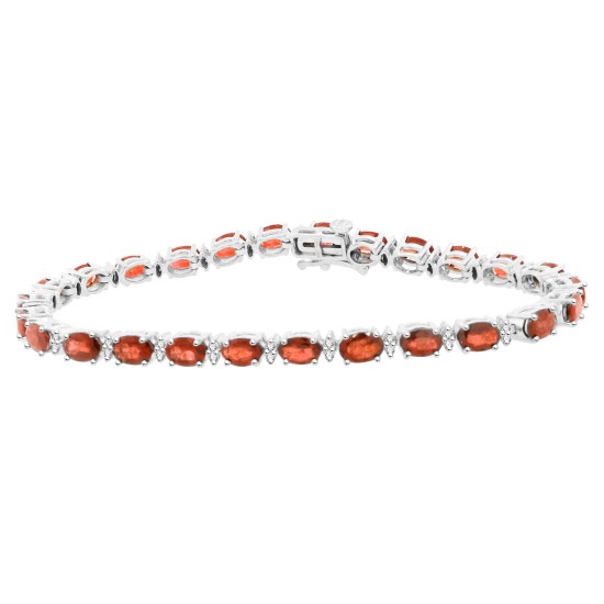 Garnet and Diamond Bracelet 14Kt White Gold 7.98 ct.t.w