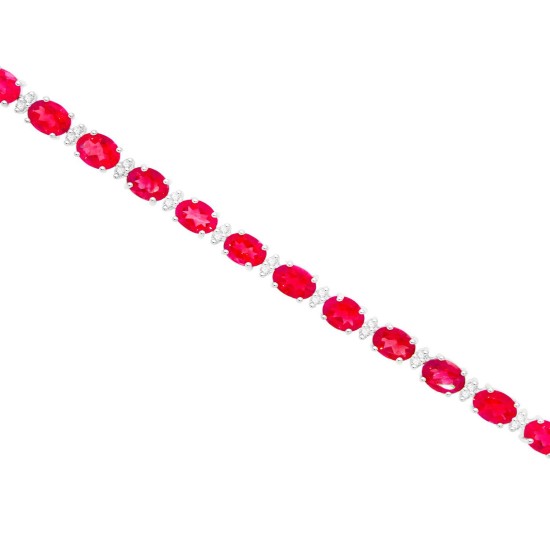 Genuine Ruby and Diamond Bracelet 14Kt White Gold 8.78 ct.t.w