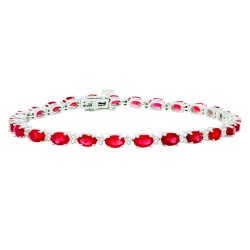 Genuine Ruby and Diamond Bracelet 14Kt White Gold 8.02 cttw