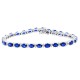 Genuine Blue Sapphire and Diamond Bracelet 10Kt White Gold 8.02 ct.t.w