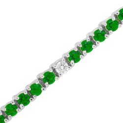 Created Emerald and Cubic Zirconia Bracelet Sterling Silver , 9.17 ct.t.w.4MM 