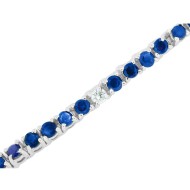 Created Sapphire and Cubic Zirconia Bracelet Sterling Silver, 16.94cttw 4MM  