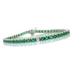 Natural Emerald Tennis Bracelet 14Kt White Gold 4.31 ct.t.w