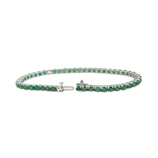 Natural Emerald Tennis Bracelet 14Kt White Gold 4.31 ct.t.w