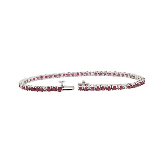 Created Ruby and Cubic Zirconia Bracelet Sterling Silver, 6.72cttw