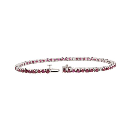 Genuine Ruby Tennis Bracelet 14Kt White Gold 4.95 ct.t.w