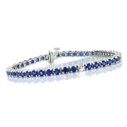 Blue Sapphire Tennis Bracelet 14Kt White Gold 10.90 ct.t.w