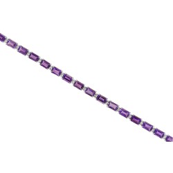 Amethyst and Diamond Bracelet 10Kt White Gold, 12.13cttw Emerald Cut 