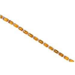 Citrine and Diamond Bracelet 10Kt White Gold, 13.01cttw Emerald Cut 