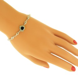 Sapphire and Diamond Heart Bracelet 14Kt White Gold 1.20cttw