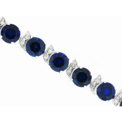 Lab Created Sapphire and Genuine Diamond Bracelet Sterling Silver 17.28 ct.t.w
