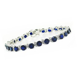 Lab Created Sapphire and Genuine Diamond Bracelet Sterling Silver 17.28 ct.t.w