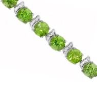 Genuine Peridot Diamond Bracelet Sterling Silver 8 inches 17.28 ct.t.w