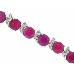 Genuine Ruby Bracelet with Diamond 10kt White Gold 17.17 ct.t.w