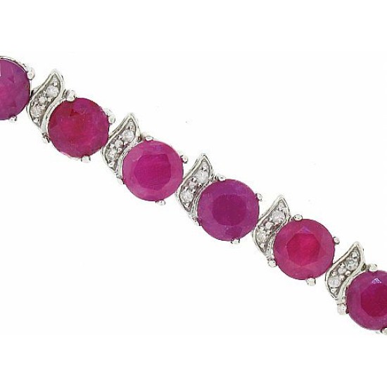 Genuine Ruby Diamond Bracelet 14kt White Gold 17.17 ct.t.w