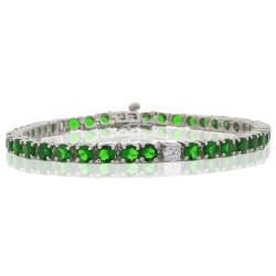 Created Emerald and Cubic Zirconia Bracelet Sterling Silver , 9.17 ct.t.w.4MM 