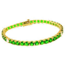 Created Emerald and Cubic Zirconia Bracelet Sterling Silver, 9.17cttw 4MM 