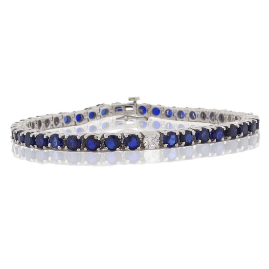 Created Sapphire and Cubic Zirconia Bracelet Sterling Silver, 16.94cttw 4MM  