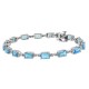 Blue Topaz and Diamond Bracelet 10Kt White Gold, 11.45cttw Emerald Cut 