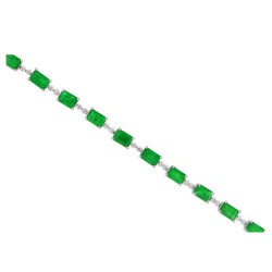 Emerald and Diamond Bracelet 14Kt White Gold, 9.56cttw 6X4MM Emerald Cut 