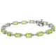 Peridot and Diamond Bracelet 10Kt White Gold, 10.44cttw Emerald Cut