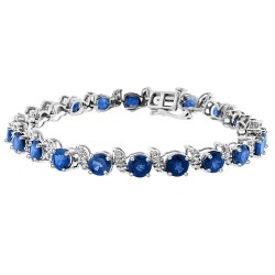 Sapphire and Diamond Bracelet 14Kt White Gold, 14.12cttw 5MM Round 