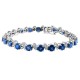 Sapphire and Diamond Bracelet 14Kt White Gold, 14.12cttw 5MM Round 