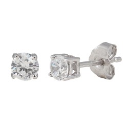 0.66 Carat TW Round Diamond Stud Earrings in 14Kt White Gold