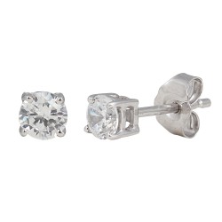 1/2 Carat TW Round Diamond Stud Earrings in 14Kt White Gold