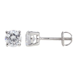 1/2 Carat TW Round Diamond Stud Earrings in 14Kt White Gold