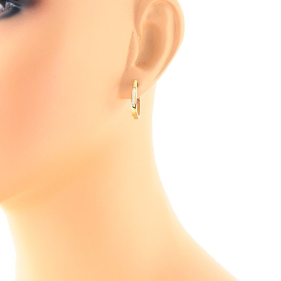 Baguette Diamond Huggie Hoop Earrings in 14kt Yellow Gold