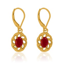 Lab Created Ruby Dangle Earrings Sterling Silver