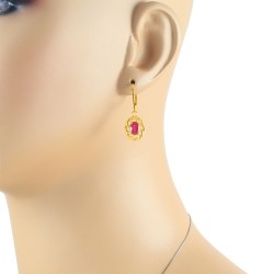 Lab Created Ruby Dangle Earrings Sterling Silver