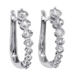 1ct Diamond Huggie Hoop Earrings in 14kt White Gold