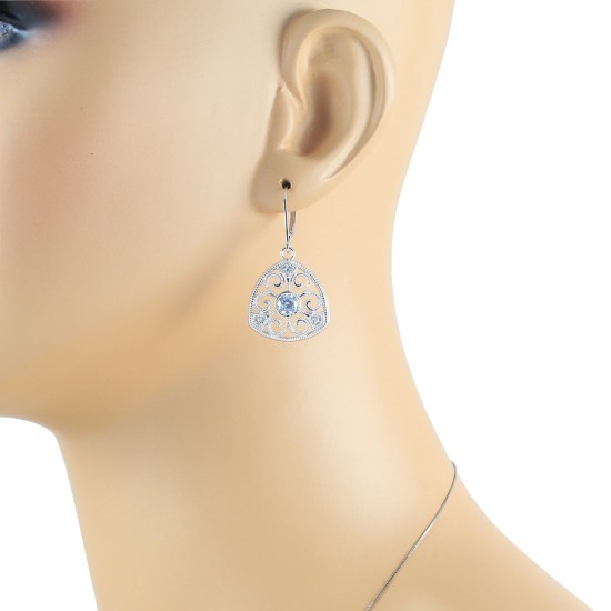 Cubic Zirconia Dangle Earrings in Sterling Silver