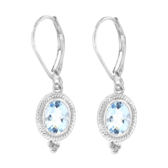 Aquamarine and Diamond Drop Earrings in Sterling Silver