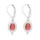 Genuine Garnet and Cubic Zirconia Dangle Earrings in Sterling Silver