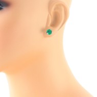 7MM Lab Created Emerald Stud Earrings AAA Quality Sterling Silver