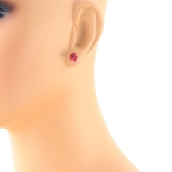 7MM Lab Created Ruby Stud Earrings AAA Quality Sterling Silver