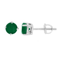 Genuine Emerald Stud Earrings Sterling Silver