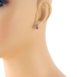 Pear Shape Ruby and Diamond Stud Earrings in 14Kt White Gold 