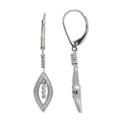 Cubic Zirconia Dangle Earrings Rhodium Over Sterling Silver 