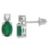 May Birthstone Emerald and Diamond Stud Earrings in 14kt White Gold