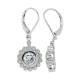 Cubic Zirconia Flower Dangle Earrings in Sterling Silver 