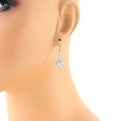 Green Amethyst Diamond Dangle Earrings in Sterling Silver