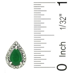 May Birthstone Emerald Diamond Halo Earrings 10Kt Gold 