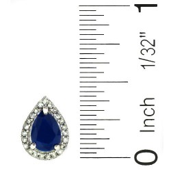 Blue Sapphire and Diamond Halo Earrings in 10Kt White Gold 