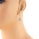 Oval Aquamarine Diamond Dangle Earrings in 14Kt White Gold 